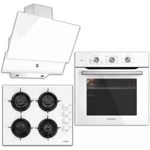 Luxell A6-Sf2Mt+Lx 40Ta-Hdf+Da6-830 Kristal Serisi Beyaz Cam Ankastre Set